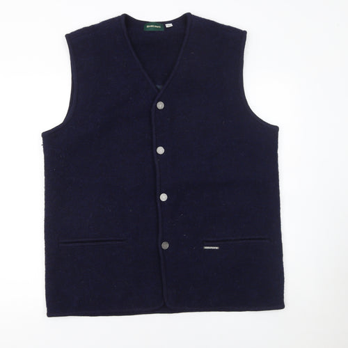 Rowland's Womens Blue Wool Button Vest Jumper XL V-Neck Knit