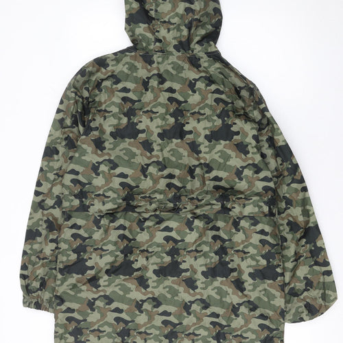 George Women’s Green Camouflage Hooded Lightweight Rain Coat Jacket Size 8
