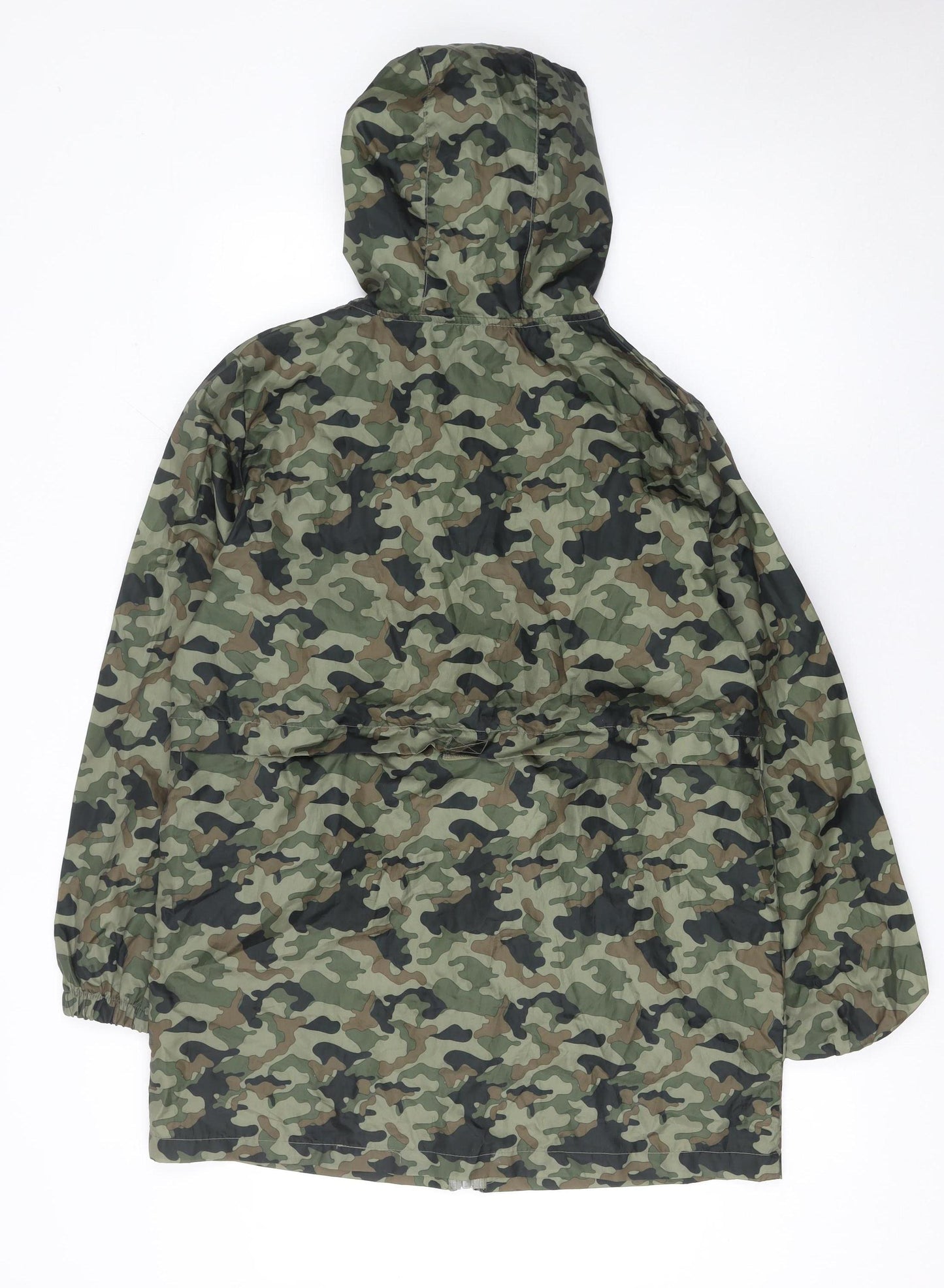George Women’s Green Camouflage Hooded Lightweight Rain Coat Jacket Size 8