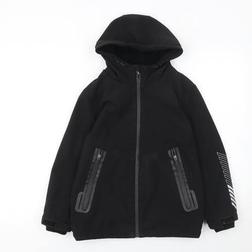 Nutmeg Boys Black 8-9 Years Hooded Soft Shell Waterproof Jacket