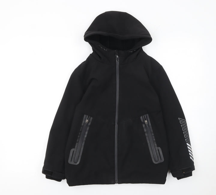 Nutmeg Boys Black 8-9 Years Hooded Soft Shell Waterproof Jacket