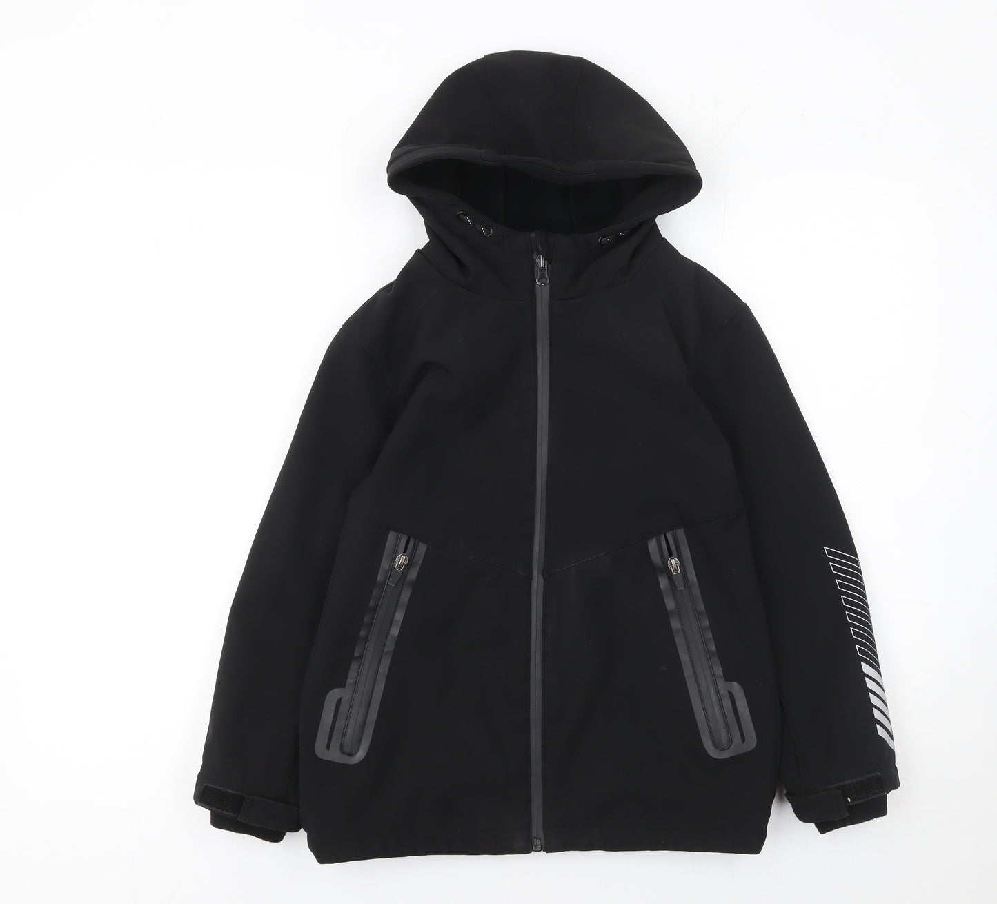 Nutmeg Boys Black 8-9 Years Hooded Soft Shell Waterproof Jacket