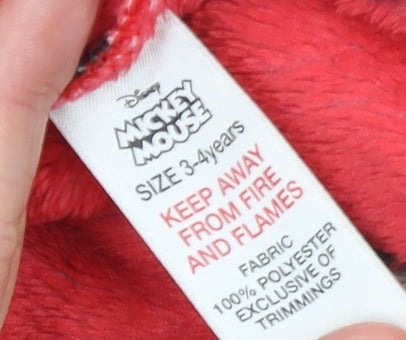 Disney Boys Red Mickey Mouse Fleece Hooded Robe 3-4 Years