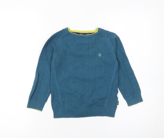 Baker by Ted Baker Boys Blue Crew Neck Jumper Age 4-5 Years Cotton Knit