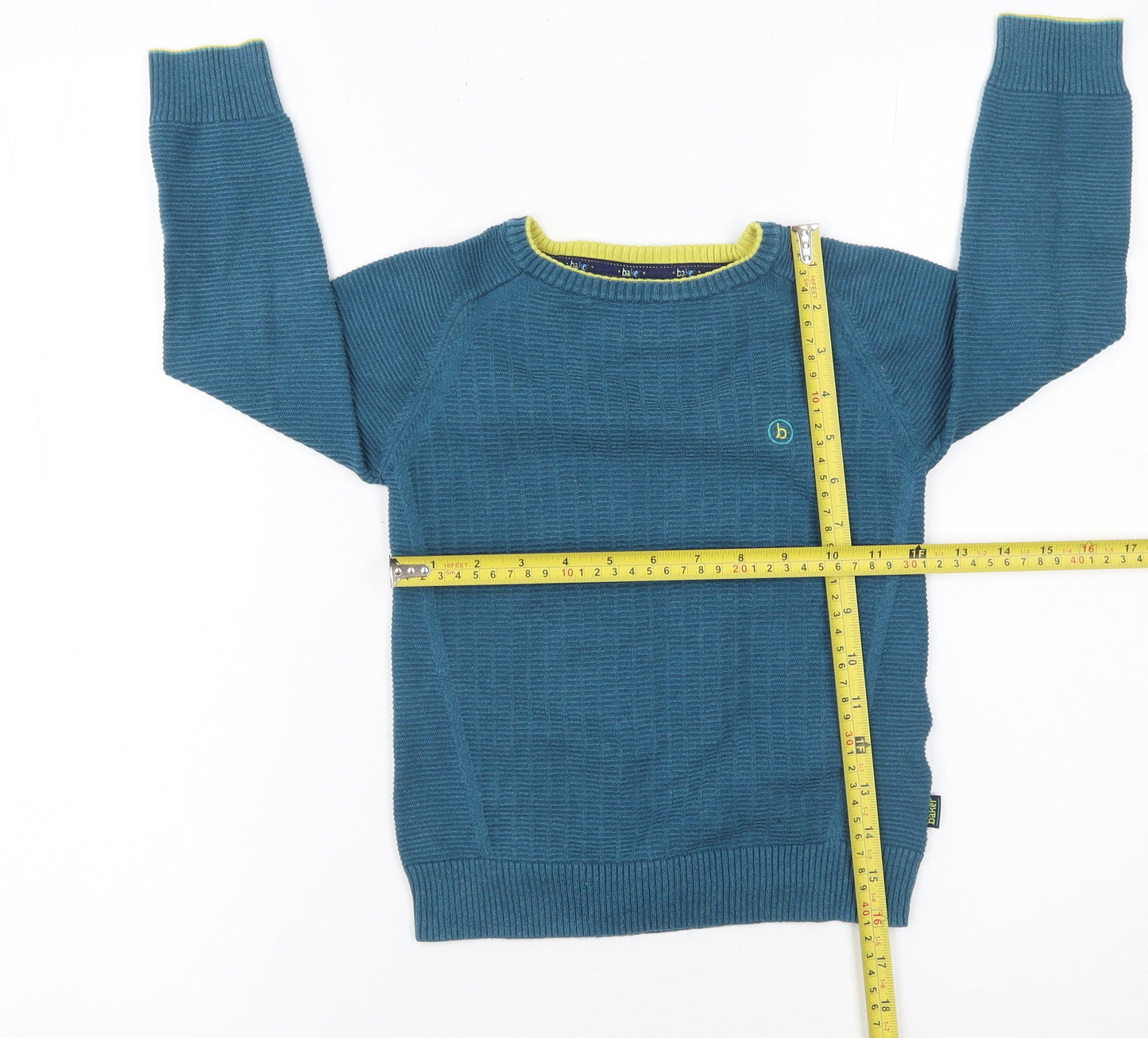 Baker by Ted Baker Boys Blue Crew Neck Jumper Age 4-5 Years Cotton Knit