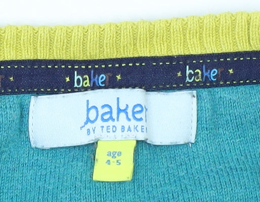 Baker by Ted Baker Boys Blue Crew Neck Jumper Age 4-5 Years Cotton Knit