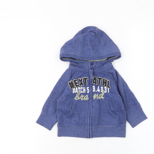 Next Blue Hooded Full Zip Baby Jacket 3-6 Months Unisex Cotton Blend