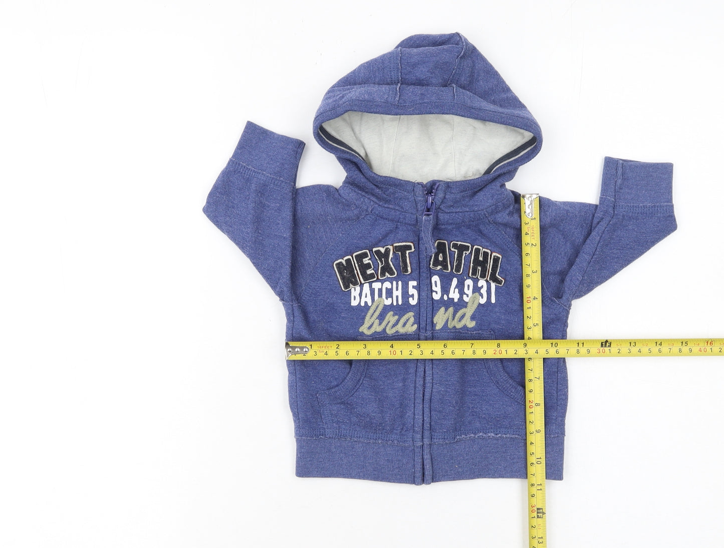 Next Blue Hooded Full Zip Baby Jacket 3-6 Months Unisex Cotton Blend