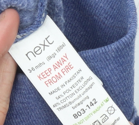 Next Blue Hooded Full Zip Baby Jacket 3-6 Months Unisex Cotton Blend