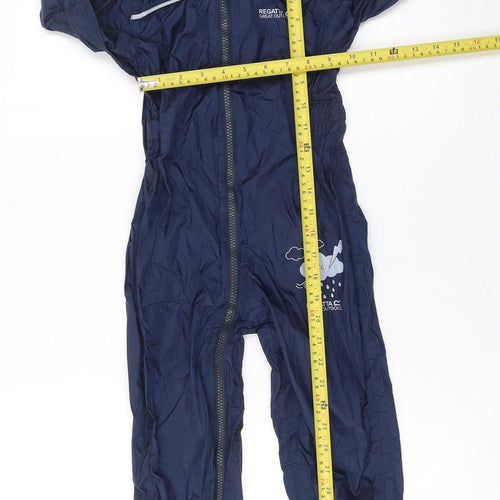 Regatta Boys Blue Waterproof Hooded Rain Overall 3-4 Years