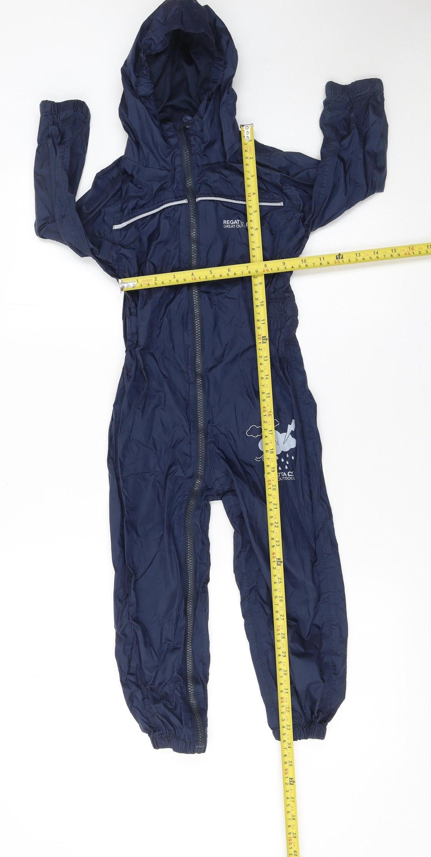 Regatta Boys Blue Waterproof Hooded Rain Overall 3-4 Years