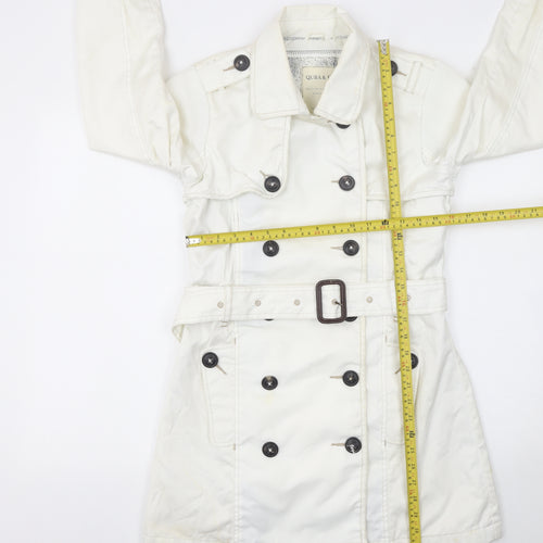 Quba & Co Women's White Mid-Length Trench Coat Belted Size One