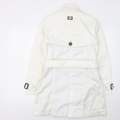 Quba & Co Women's White Mid-Length Trench Coat Belted Size One