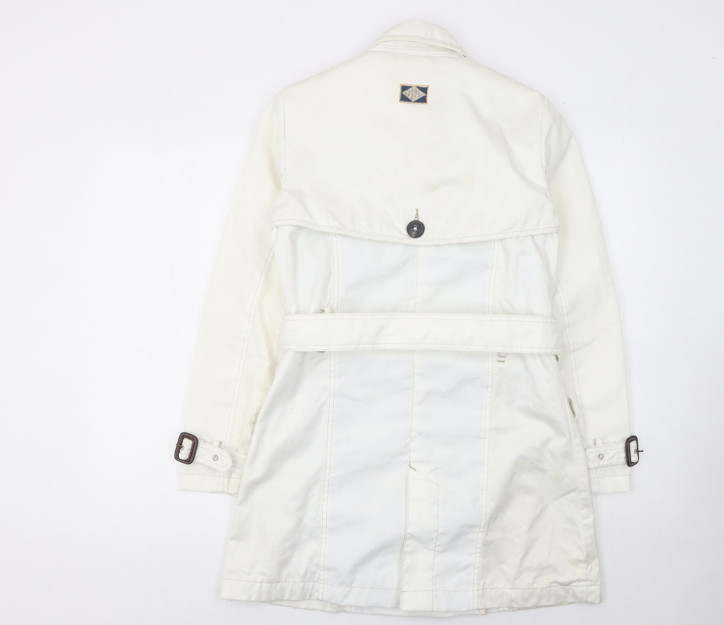 Quba & Co Women's White Mid-Length Trench Coat Belted Size One