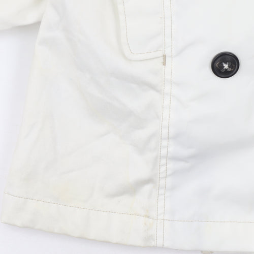 Quba & Co Women's White Mid-Length Trench Coat Belted Size One