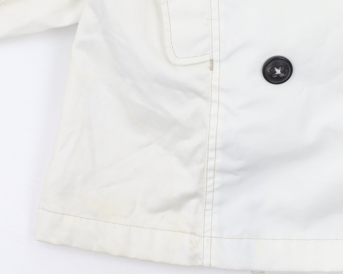 Quba & Co Women's White Mid-Length Trench Coat Belted Size One