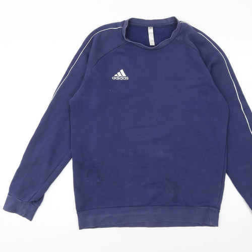 Adidas Mens Blue Crew Neck Pullover Sweatshirt M Regular Fit