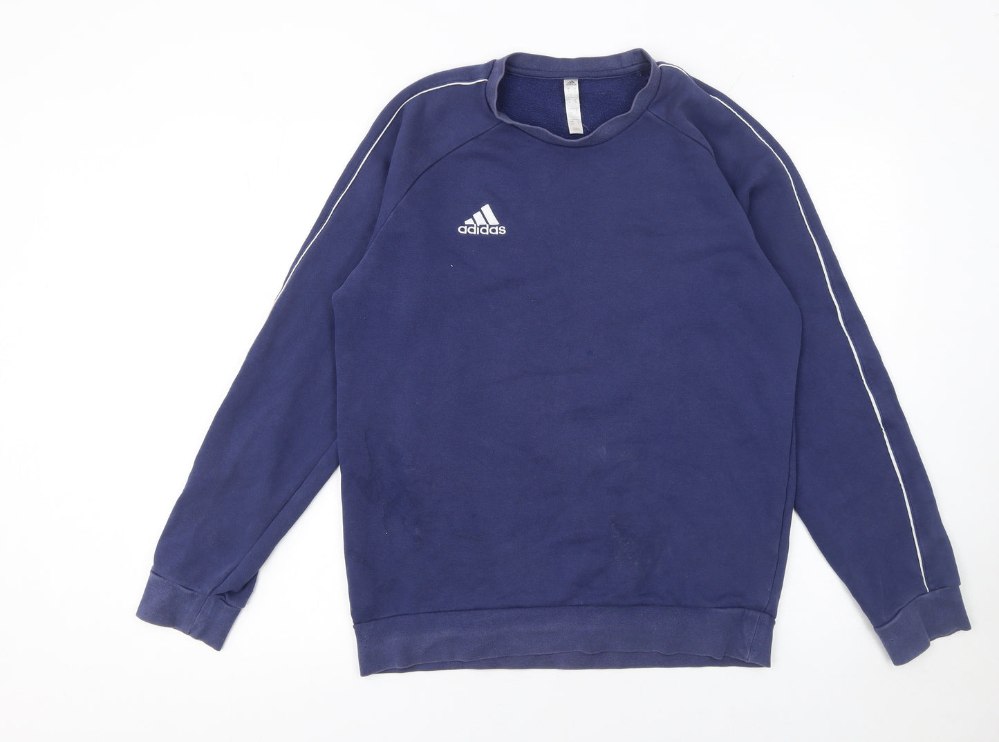Adidas Mens Blue Crew Neck Pullover Sweatshirt M Regular Fit
