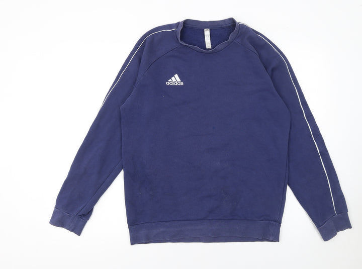 Adidas Mens Blue Crew Neck Pullover Sweatshirt M Regular Fit