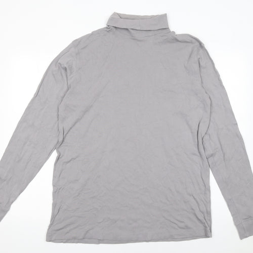 Cotton Traders Women's Grey 3XL Roll Neck Long Sleeve Cotton Top