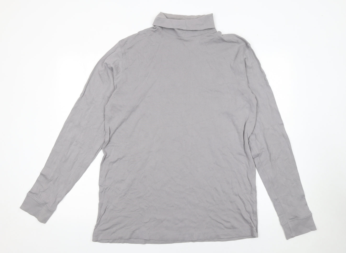 Cotton Traders Women's Grey 3XL Roll Neck Long Sleeve Cotton Top