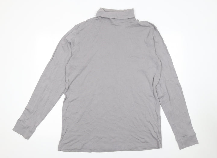 Cotton Traders Women's Grey 3XL Roll Neck Long Sleeve Cotton Top