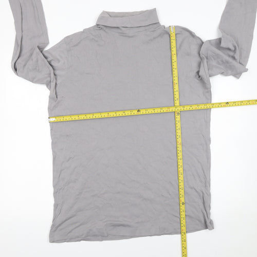 Cotton Traders Women's Grey 3XL Roll Neck Long Sleeve Cotton Top