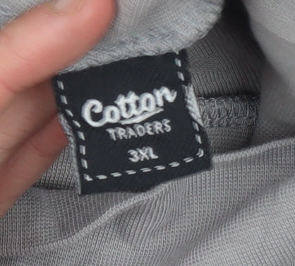 Cotton Traders Women's Grey 3XL Roll Neck Long Sleeve Cotton Top
