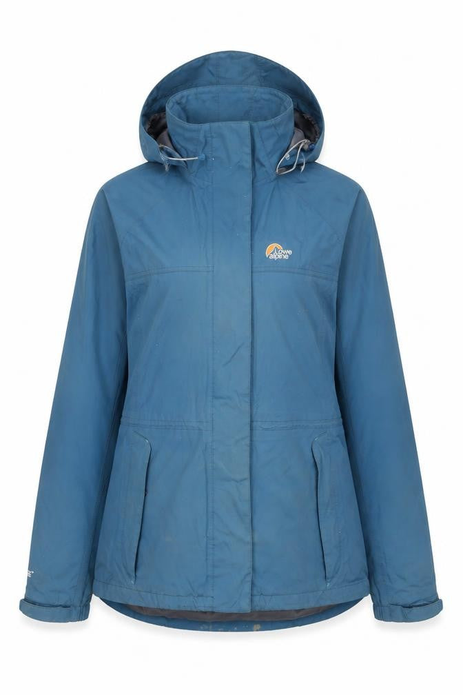 Lowe Alpine Womens Blue Waterproof Hooded Mid-Length Parka Jacket UK 14
