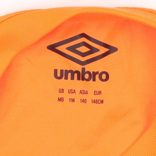 Umbro Boys Orange Long Sleeve Football Goalkeeper Jersey Size 146 Polyester