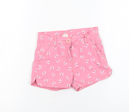 Max Girls Pink Butterfly Print Cotton Casual Shorts 3-4 Years