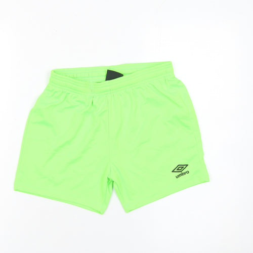 Umbro Boys Green Athletic Shorts Size 146cm Polyester Activewear