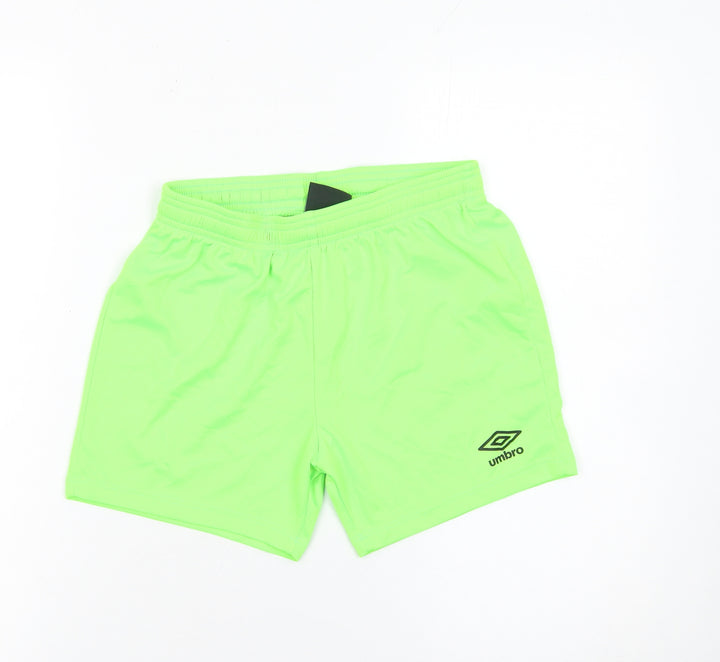Umbro Boys Green Athletic Shorts Size 146cm Polyester Activewear