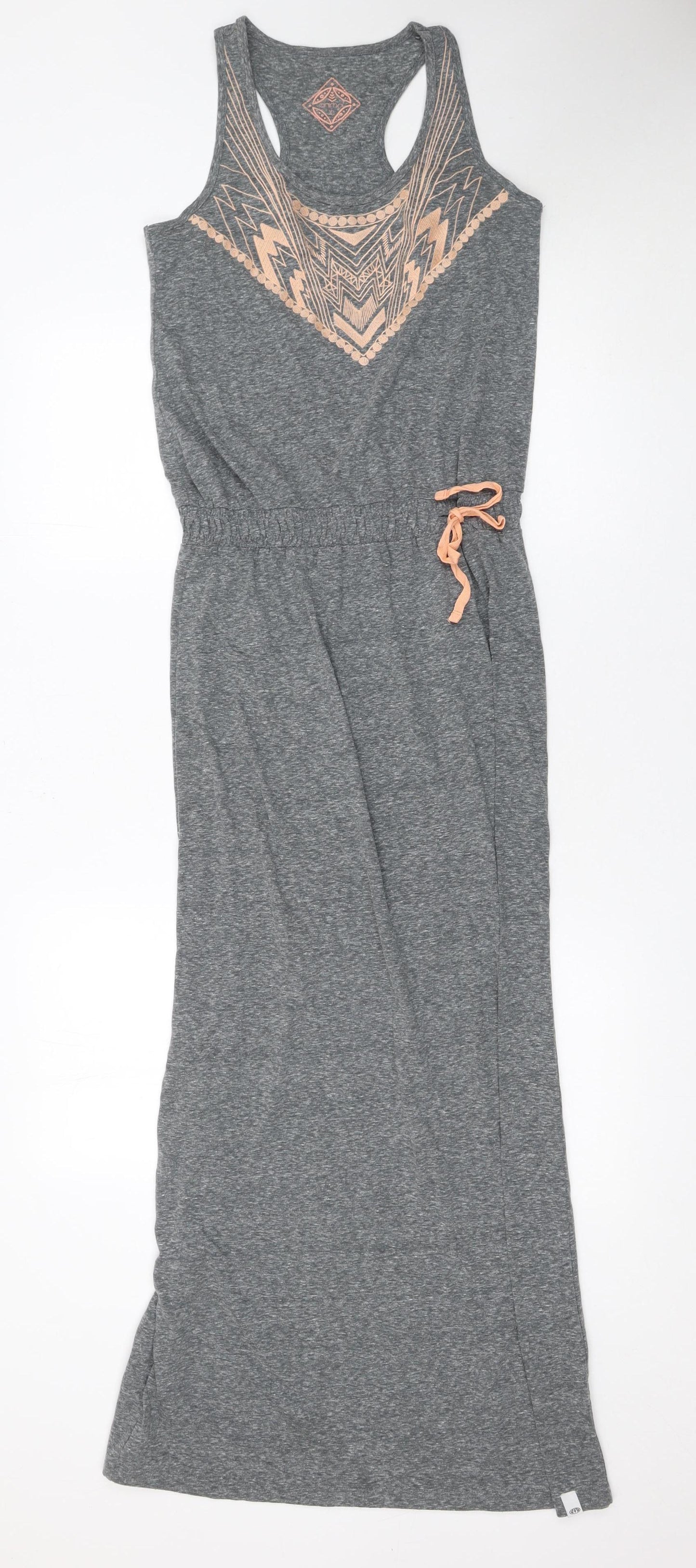 Animal Women Grey Long Tank Dress Size 10 Summer Casual Jersey
