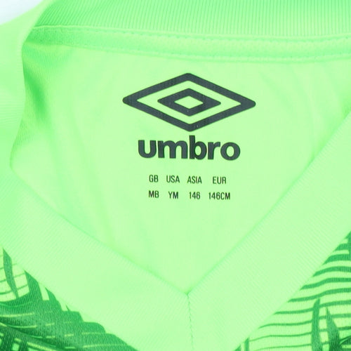 Umbro Boys Green Football Goalkeeper Jersey Top Size 146 Long Sleeve