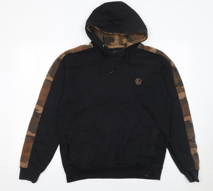 Soul Star Men's Black Camouflage Pullover Hoodie Size L Regular Fit