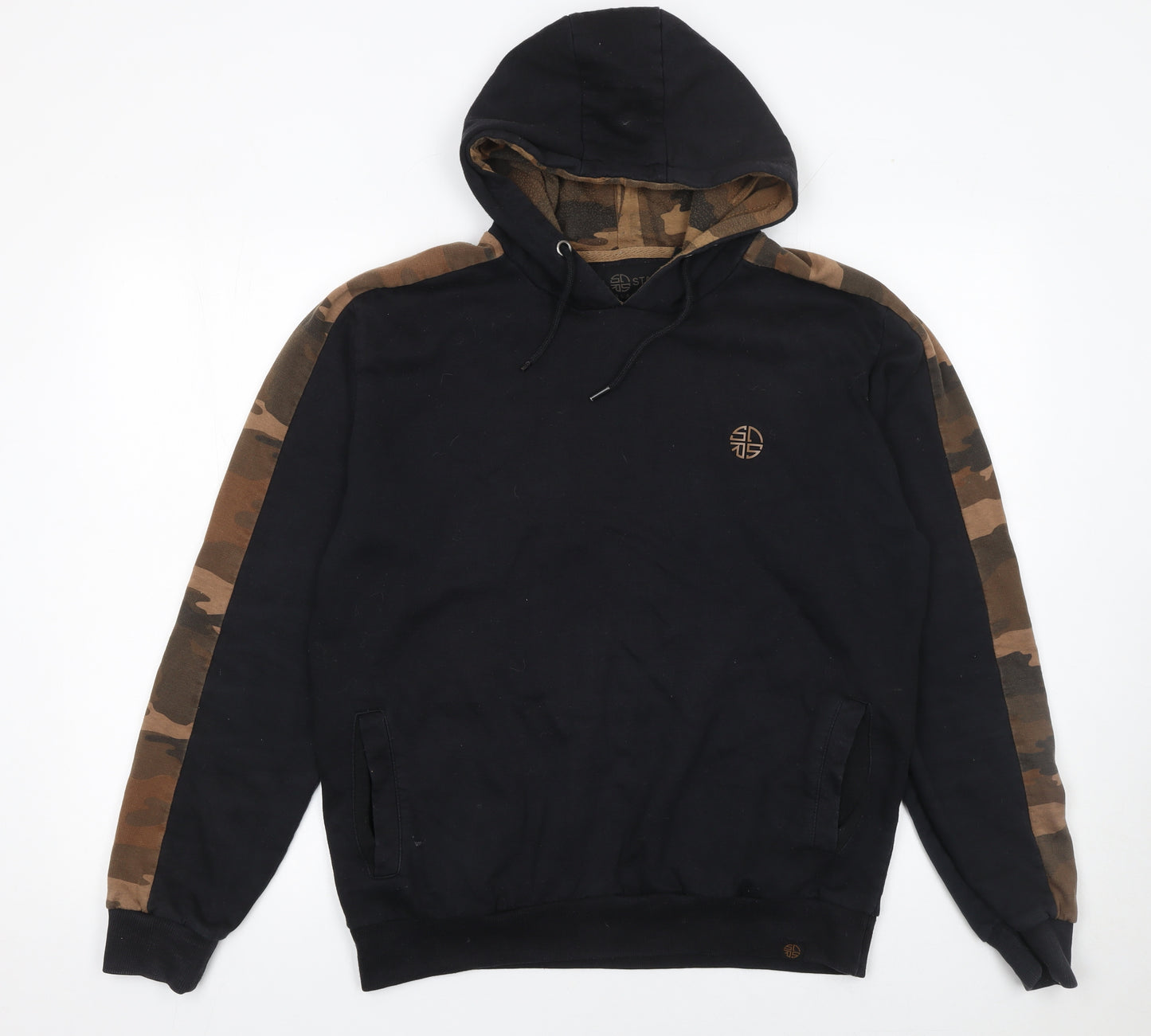 Soul Star Men's Black Camouflage Pullover Hoodie Size L Regular Fit