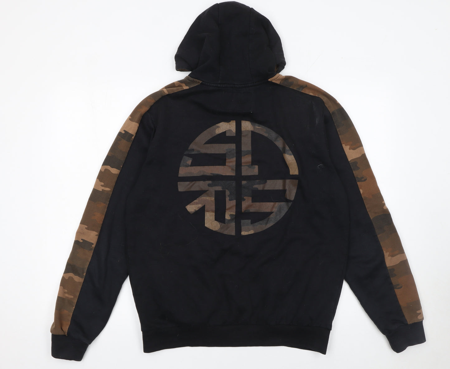 Soul Star Men's Black Camouflage Pullover Hoodie Size L Regular Fit