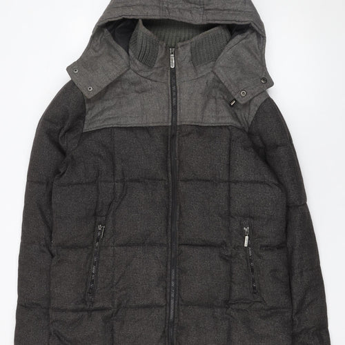 Feraud Men's Grey Wool Down Puffer Jacket Hooded M Limited Edition