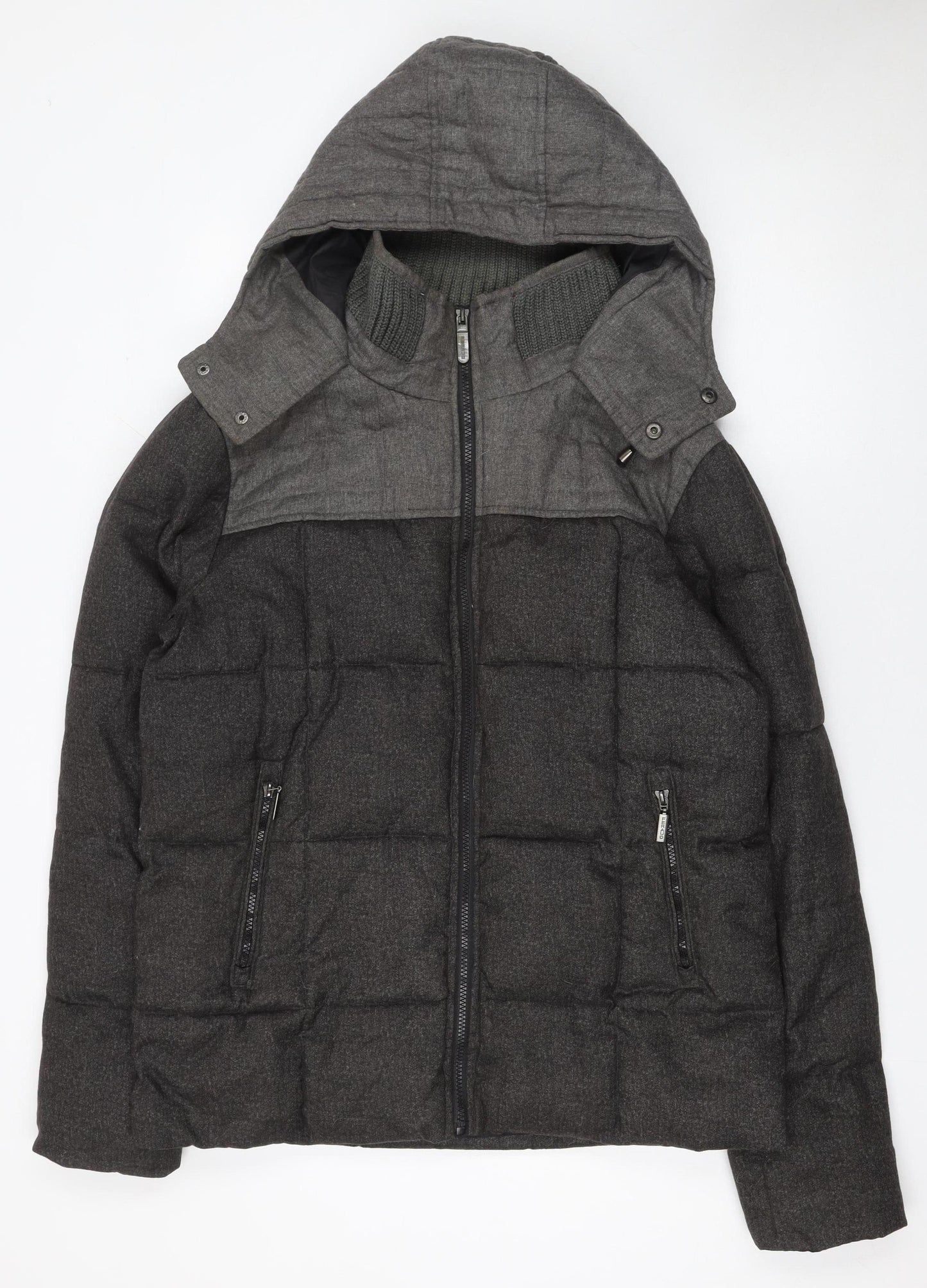 Feraud Men's Grey Wool Down Puffer Jacket Hooded M Limited Edition