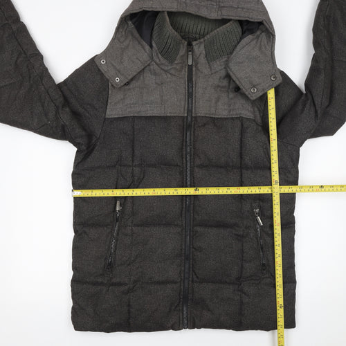 Feraud Men's Grey Wool Down Puffer Jacket Hooded M Limited Edition