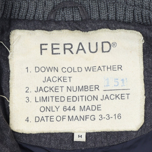 Feraud Men's Grey Wool Down Puffer Jacket Hooded M Limited Edition
