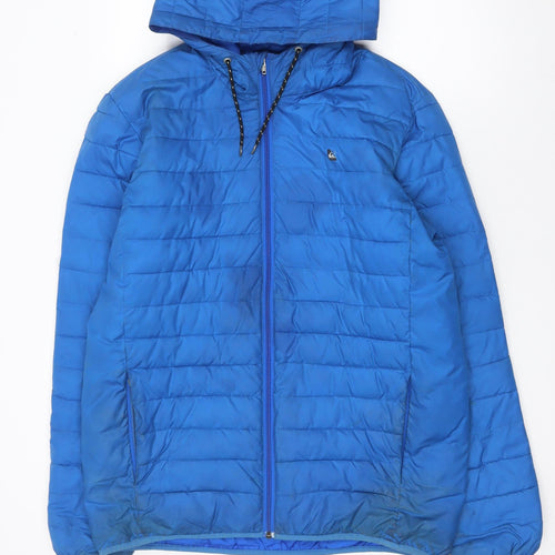 Quiksilver Men's Blue Hooded Puffer Jacket Size L Polyester