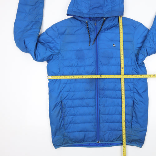 Quiksilver Men's Blue Hooded Puffer Jacket Size L Polyester