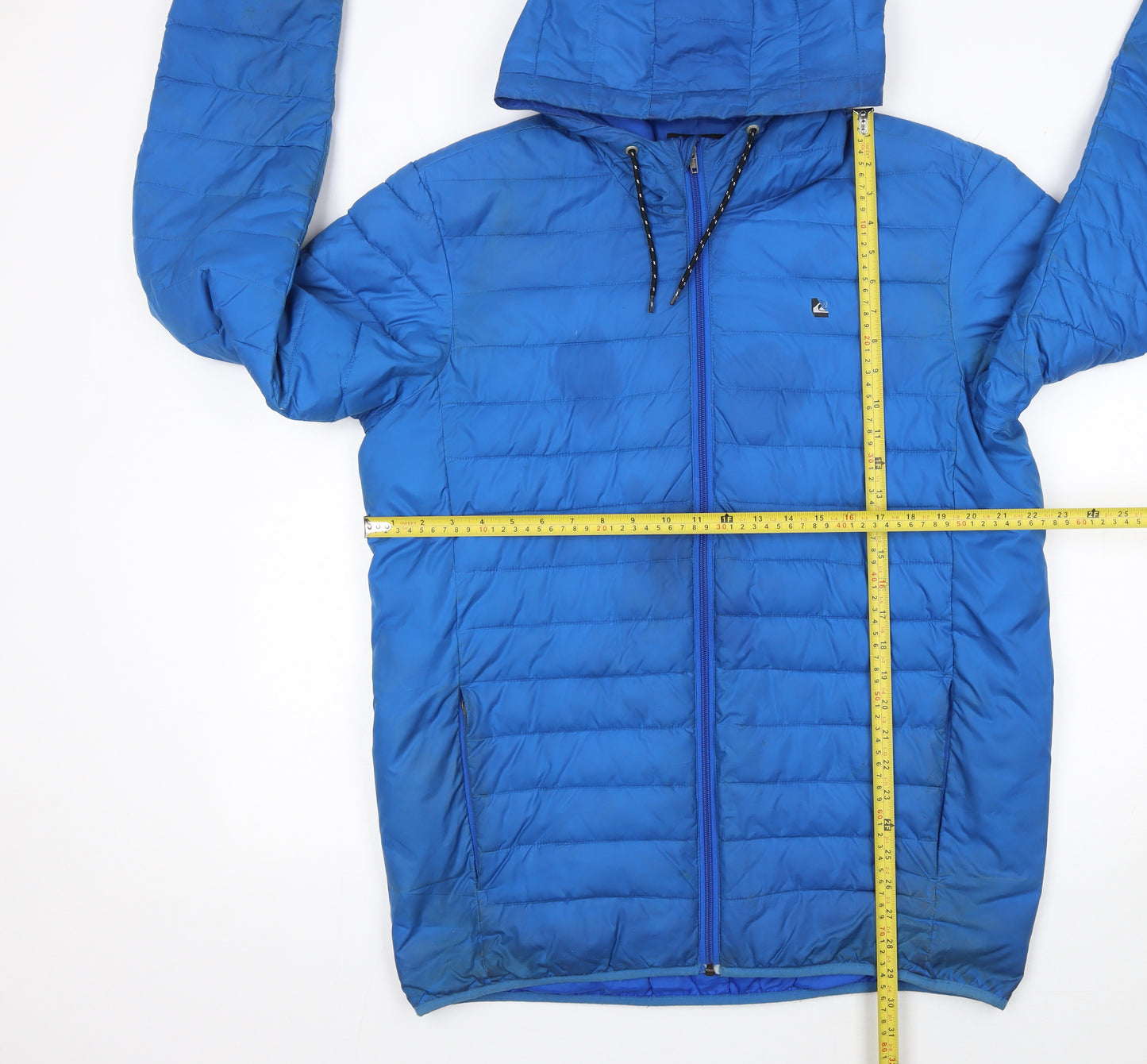 Quiksilver Men's Blue Hooded Puffer Jacket Size L Polyester