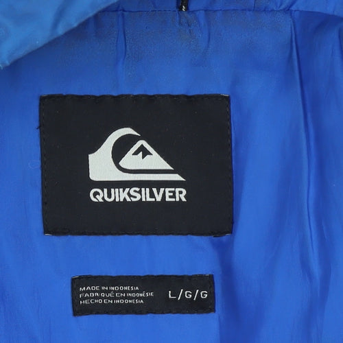 Quiksilver Men's Blue Hooded Puffer Jacket Size L Polyester