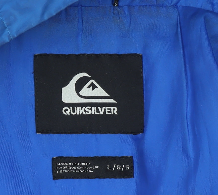 Quiksilver Men's Blue Hooded Puffer Jacket Size L Polyester