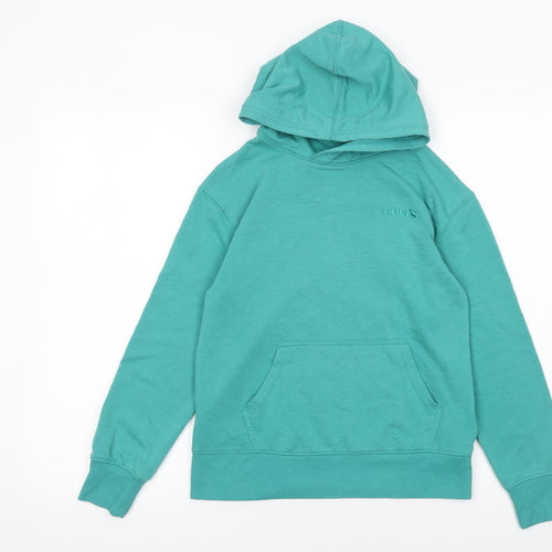 Levi's Boys Green Pullover Hoodie 9-10 Years Cotton Blend Logo Sweatshirt