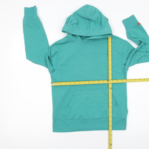 Levi's Boys Green Pullover Hoodie 9-10 Years Cotton Blend Logo Sweatshirt