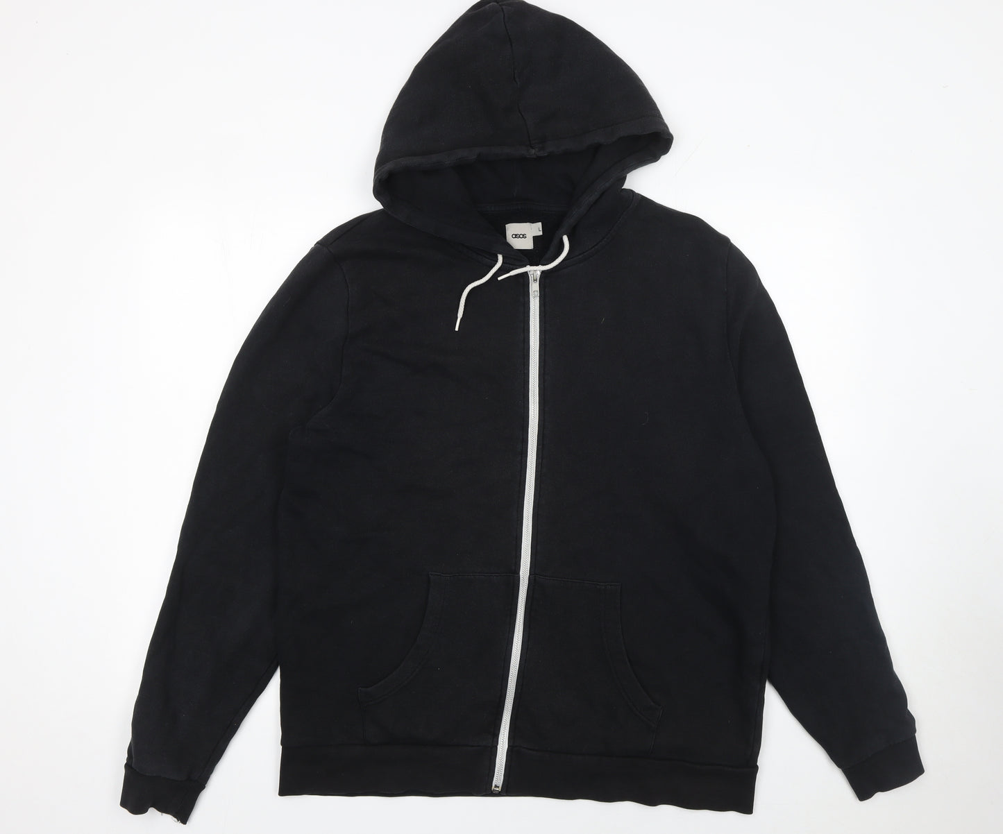 ASOS Men’s Black L Full Zip Hoodie Cotton Regular Fit